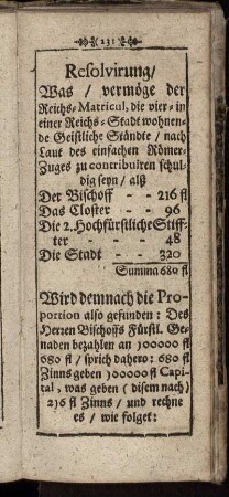 Resolvirung, Was, vermöge der Reichs-Matricul ...