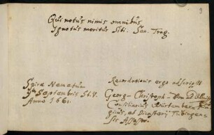 Gölnitz, Georg Christoph von. Speyer, 09.09.1661.