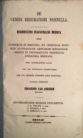 De genesi rheumatismi nonnullá
