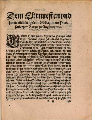 Vrsachen, Warumb ein Christ ... vom Bapstumb solle abtretten, vnd sich zu der Euangelischen Kirchen vnd Lehr begeben