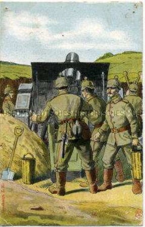 Soldaten am Geschütz