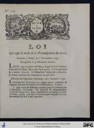 Loi, Qui regle le mode de la Promulgation des Loix.