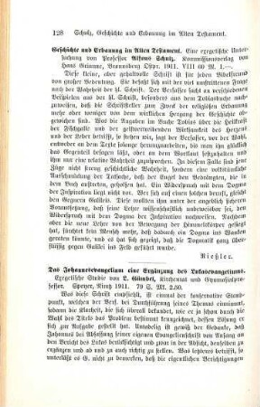 128 [Rezension] Schulz, Alfons, Geschichte und Erbauung im Alten Testament
