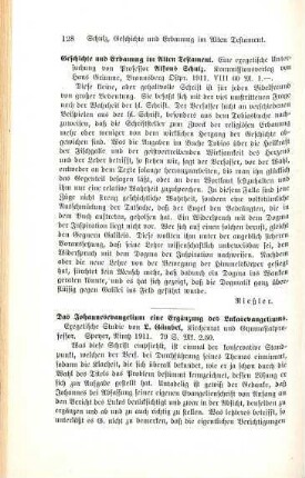 128 [Rezension] Schulz, Alfons, Geschichte und Erbauung im Alten Testament