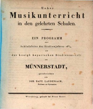 Über Musikunterricht in den gelehrten Schulen
