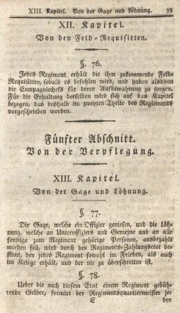 XIII. Kapitel. Von der Gage und Löhnung.