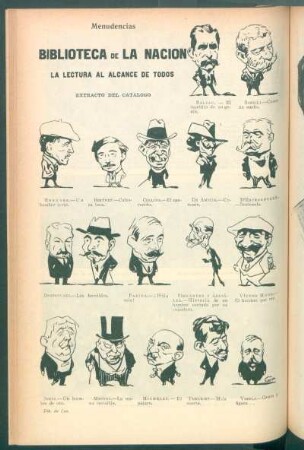 Biblioteca de la Nación.- La lectura al alcance de todos : Menudencias.- Extracto del catálogo