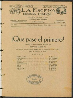 ¡Que pase el primero! : sainete en dos cuadros