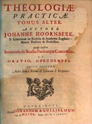 Theologiae Practicae Pars ..., 2