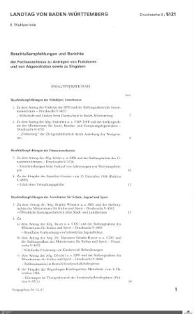Drucksachen 5121-5250: Anträge, Anfragen, Gesetzentwürfe