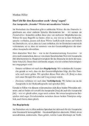 Darf ich für den Kassenbon auch ‘-bong’ sagen? Zur Aussprache „fremder“ Wörter mit nasalierten Vokalen