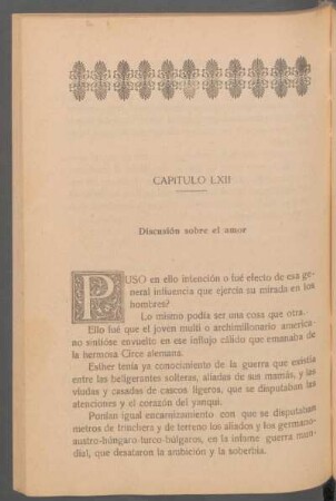 Capítulo LXII - Discusión sobre el amor