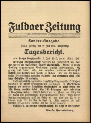 Ausgabe vom Freitag, den 09. Juli 1915.