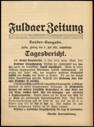 Ausgabe vom Freitag, den 09. Juli 1915.