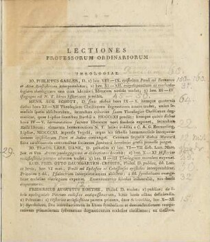 Lectiones Professorum Ordinariorum