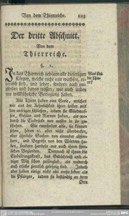 Der dritte Abschnitt. Von dem Thierreiche