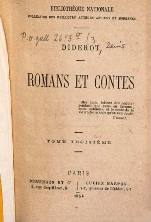 Romans et contes, 3
