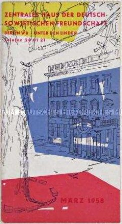 Veranstaltungsprogramm des Zentralen Hauses der Deutsch-Sowjetischen Freundschaft in Berlin für März 1958