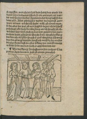 Wie der künig Archistrates sein tochter Cleapatres Appolonium gab zu einem gemahel.
