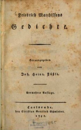 Friedrich Matthissons Gedichte