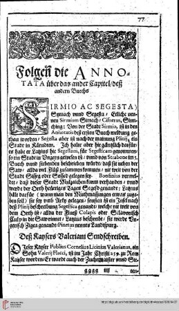 Annotata über das ander Capitel/deß andern Buechs.