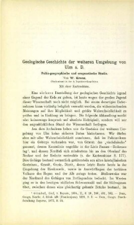 Geologische Geschichte der weiteren Umgebung von Ulm a. D.