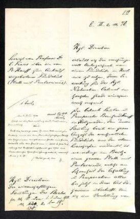 Bericht von Prof. Dr. E. Fraas über ein von B. Hauff zum Ankauf angebotenes Fundstück (Platte mit Peulacrinus)