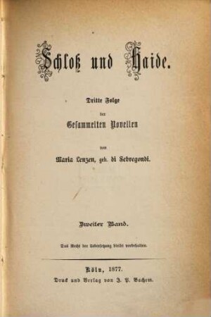 Schloß und Haide : dritte Folge der Gesammelten Novellen, 2