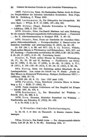 b) Einzelne römische Niederlassungen
