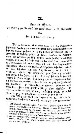 Francis Estrup, ein Beitrag zur Kenntniß der Rechtspflege im 16. Jahrhundert.