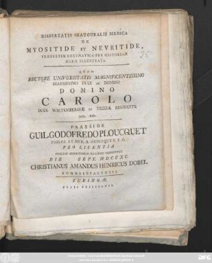 Dissertatio Inauguralis Medica De Myositide Et Nevritide, Præsertim Rhevmatica Per Historiam Ægræ Illustrata