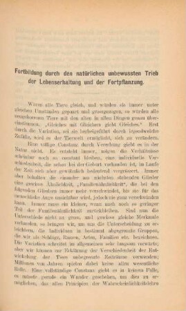 Fortbildung durch den natürlichen unbewussten Trieb der Lebenserhaltung und der Fortpflanzung