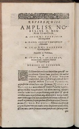 Reverendiss. Ampliss. [...] D. Joanni Costicio [...] D. Joanni Ernesto Haugwicio [...] D. Joanni Loesero [...]