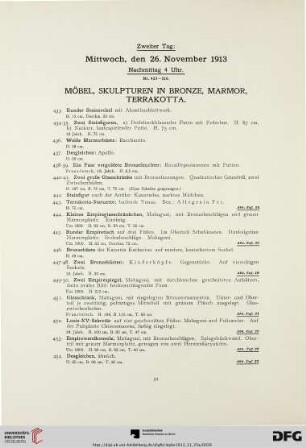 Möbel, Skulpturen in Bronze, Marmor, Terrakotta (Nr. 433-510)