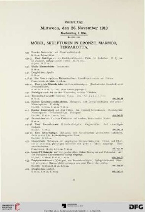 Möbel, Skulpturen in Bronze, Marmor, Terrakotta (Nr. 433-510)