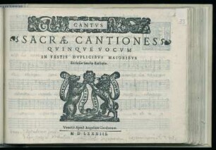 Guglielmo Gonzaga: Sacrae Cantiones quinque vocum ... Cantus