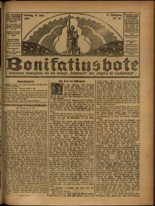 Erste Ausgabe vom Sonntag, den 21. November 1920.