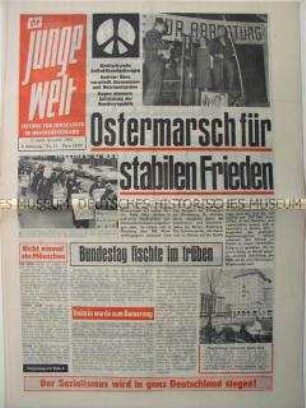 0Propagandazeitung der FDJ der DDR für die Jugend in der Bundesrepublik u.a. zu den Vorbereitungen auf die Ostermärsche in der Bundesrepublik