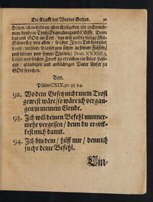 Text. Psalm CXIX, 92. 93. 94.