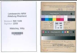 Entnazifizierung Willy Matschey , geb. 06.07.1898 (Buchhalter)