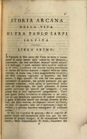 Storia arcana della vita di Fra Paolo Sarpi ... : e documenti relativi