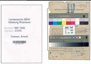 Entnazifizierung Arnold Coenen , geb. 04.09.1892 (Arbeiter)