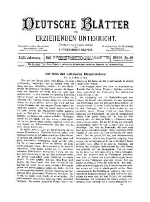 Der Sinn der nationalen Einheitsschule