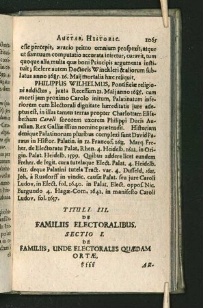Tituli III. de Familus Electoralibus