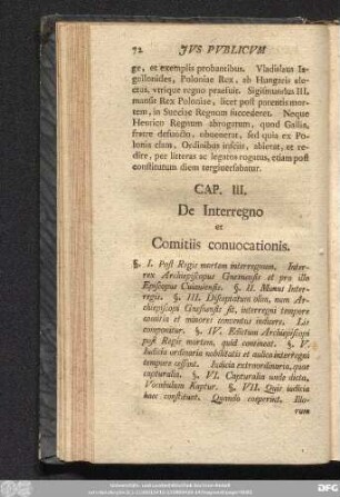 Cap. III. De Interregno et Comitiis convocationis.