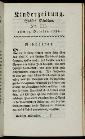 Nro. III. vom 15. October 1781