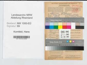 Entnazifizierung Hans Kornfeld, geb. 31.03.1904 (Verwaltungsrat)