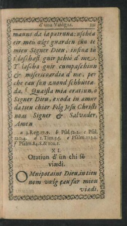 XI. Oratiun d' ün chi fo viaedi.
