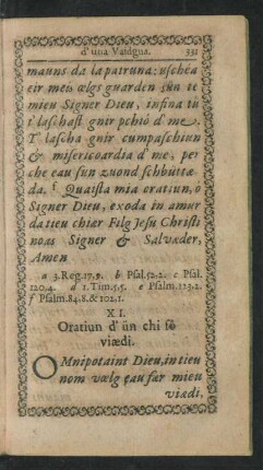 XI. Oratiun d' ün chi fo viaedi.