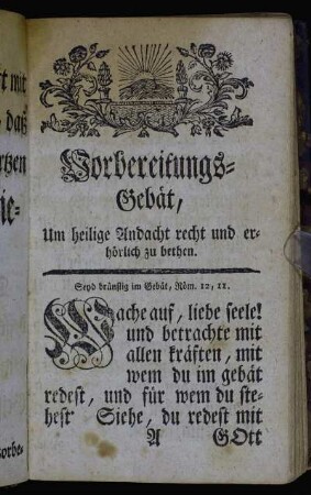 Vorbereitungs-Gebät,[...] - Abend-Lied am Montag.